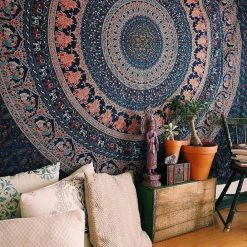 Tenture Murale Mandala Éléphants Bohème - 100% coton - Fait à la main