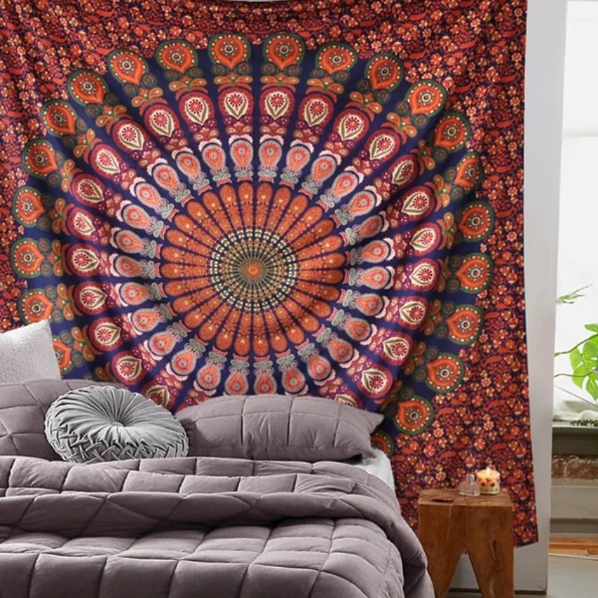 Tenture Murale Mandala Rayonnement Maharaja - 100% coton - Fait à la main
