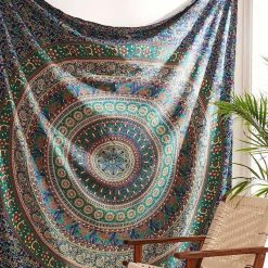 Tenture Murale Mandala "Reflet Bohème Émeraude"