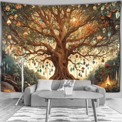 Tenture Murale Arbre de Vie "Cristaux Enchantés"