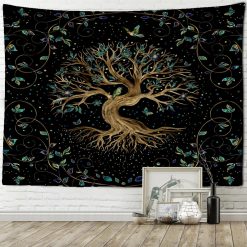 Tenture Murale Arbre de Vie "Éclats d'Émeraude Nocturne"
