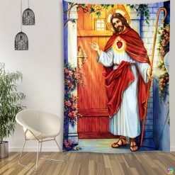 Tenture Murale Art Chrétien "Le Christ à la Porte du Cœur"