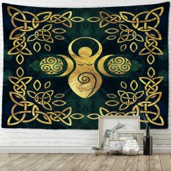 Tenture Murale Bohème Boho "Énergie Dorée de la Déesse"
