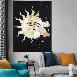Tenture Murale Bohème "Étreinte Solaire et Lunaire"