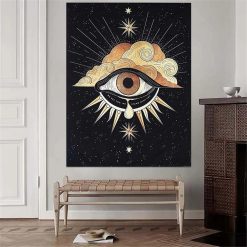 Tenture Murale Bohème "Œil Cosmique et Nuées Mystiques"