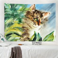 Tenture Murale Chat "Regard Félin dans la Jungle"