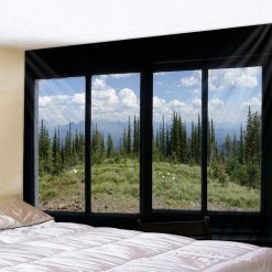 Tenture Murale Trompe-l’Œil "Vue Forêt Alpine"