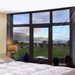 Tenture Murale Trompe-l’Œil – Vue Panoramique sur Jardin Côtier