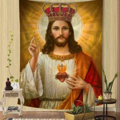 Tenture Murale Art Chrétien Christ Roi au Sacré-Cœur