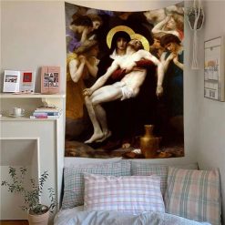 Tenture Murale Art Chrétien "La Pietà et les Anges en Deuil"