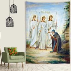 Tenture Murale Art Chrétien Orthodoxe - La Sainte Trinité - Apparition au Moine