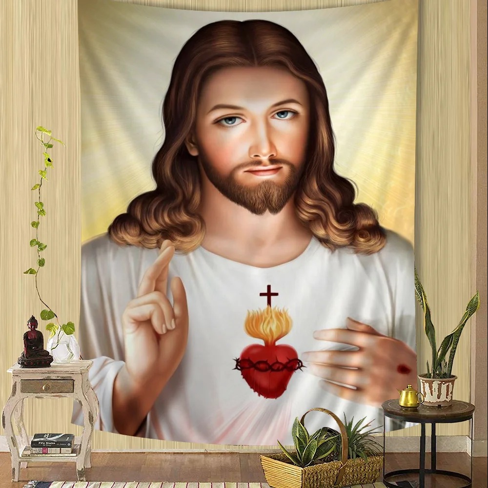 Tenture Murale Art Chrétien "Sacré-Cœur de Jésus"