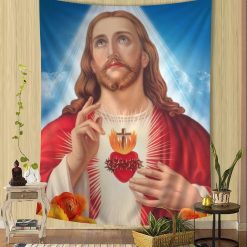 Tenture Murale Art Chrétien Sacré-Cœur de Jésus Éblouissant