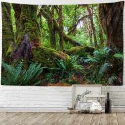 Tenture Murale Nature Forêt Tropicale aux Arbres Moussus