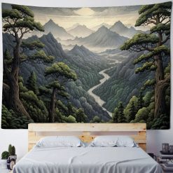 Tenture Murale Nature "Rivière du Silence entre les Montagnes"