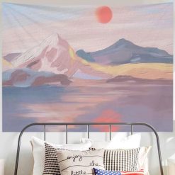 Tenture Murale Paysage - Coucher de Soleil sur les Montagnes Pastel