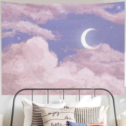 Tenture Murale Paysage Lune d’Argent sur Nuages Rosés