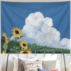 Tenture Murale Paysage Tournesols et Nuages d'Été