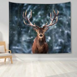 Tenture Murale Animaux - Cerf Hivernal sous la Neige