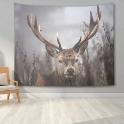 Tenture Murale Animaux - Cerf Majestueux dans la Brume