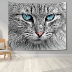 Tenture Murale Animaux - Chat aux Yeux Bleus Perçants