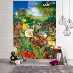Tenture Murale Animaux Clair de Lune sur le Jardin Enchanté