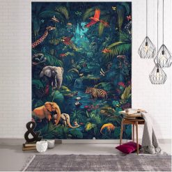 Tenture Murale Animaux Éveil de la Jungle Luxuriante