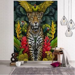 Tenture Murale Animaux Gardien du Jaguar Tropical