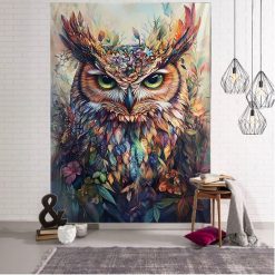 Tenture Murale Animaux Hibou Fleur Sauvage