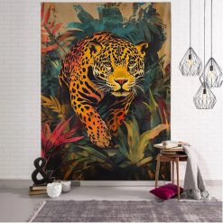 Tenture Murale Animaux Jaguar Jungle Abstraite