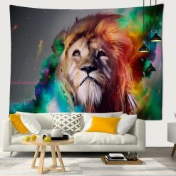 Tenture Murale Animaux Lion - Roi Coloré de la Jungle