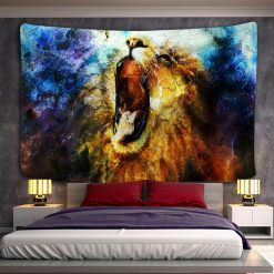 Tenture Murale Animaux Lion - Rugissement Abstrait Énergique
