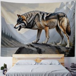 Tenture Murale Animaux - Loup Alpha en Montagne