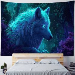 Tenture Murale Animaux - Loup Azur Lumineux