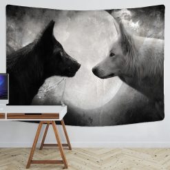 Tenture Murale Animaux Loup - Yin et Yang Lunaire