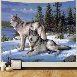 Tenture Murale Animaux - Loups dans le Paysage Hivernal