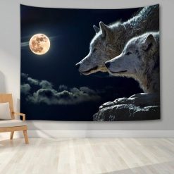 Tenture Murale Animaux - Loups et Pleine Lune