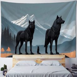 Tenture Murale Animaux - Meute de Loups Noirs des Montagnes