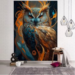 Tenture Murale Animaux Sagesse Ardente du Grand Hibou