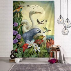 Tenture Murale Animaux Symphonie des Oiseaux au Soleil Levant