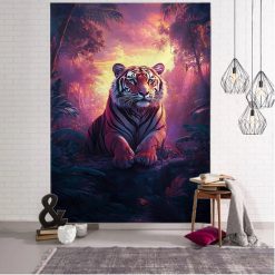 Tenture Murale Animaux Tigre Crépuscule Tropical