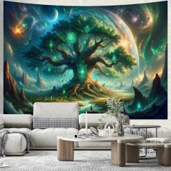 Tenture Murale Arbre de Vie Cosmique Fantastique