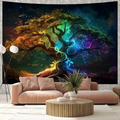Tenture Murale Arbre de Vie Éclat Énergétique et Racines Lumineuses