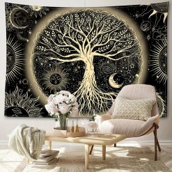 Tenture Murale Arbre de Vie Solaire et Lunaire