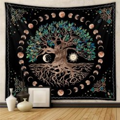 Tenture Murale Arbre de Vie et Phases de Lune