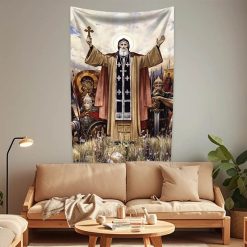 Tenture Murale Art Chrétien Orthodoxe - Bénédiction du Saint Guerrier