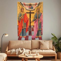 Tenture Murale Art Chrétien Orthodoxe - Sainte Croix de Constantin et Hélène
