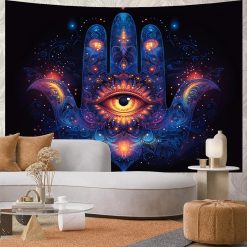 Tenture Murale Astrologie Bohème Main de Fatma Étoilée