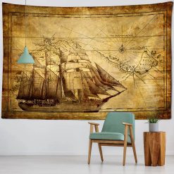 Tenture Murale Aventure Maritime sur Carte Ancienne