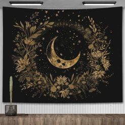Tenture - Murale Bohème - Lune d’Or & Couronne Nocturne